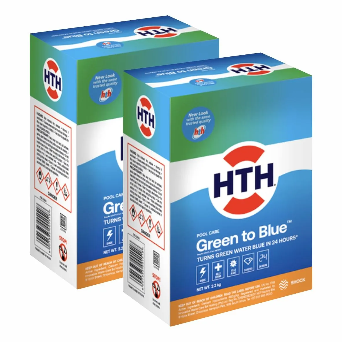 2 x HTH - Green To Blue System Pack - Pool Chemicals - Cleaning - 2.2kg