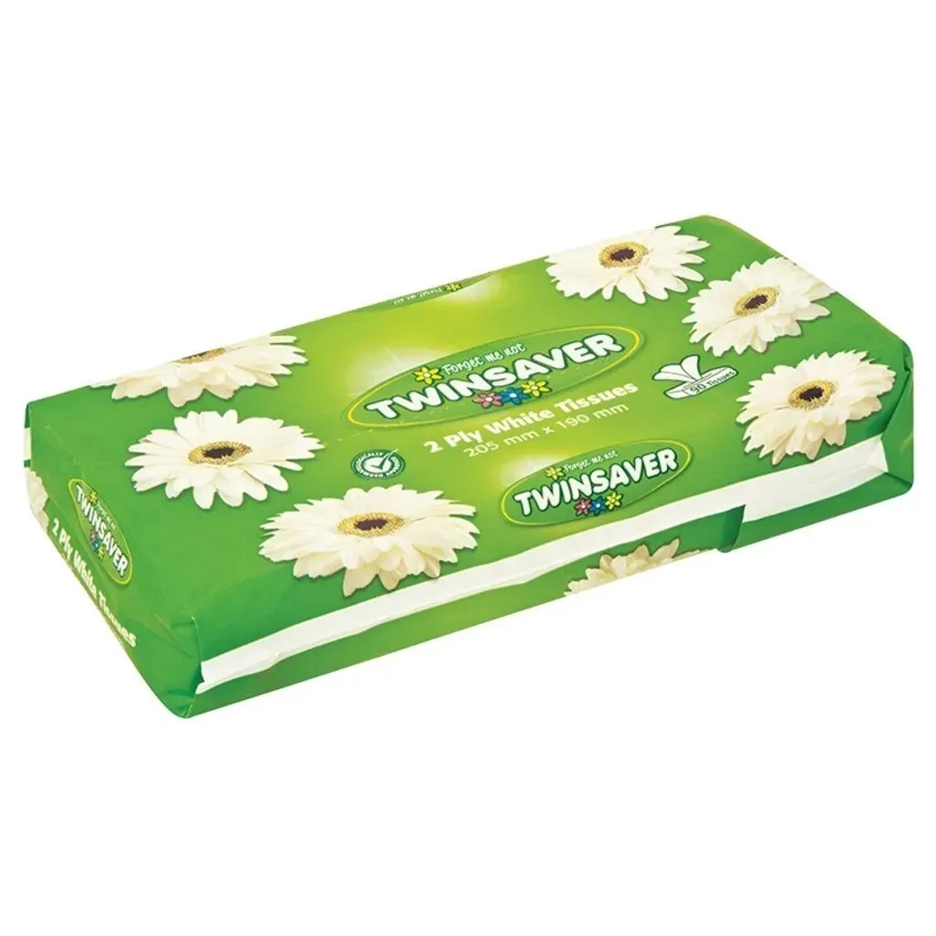Twinsaver 2 Ply Soft Pack Tissues White Pack of 90 x 4