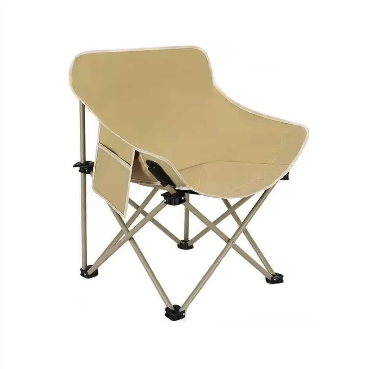 Portable Lightweight Moon Folding Recliner Back Chair Foldable Camping - Brown