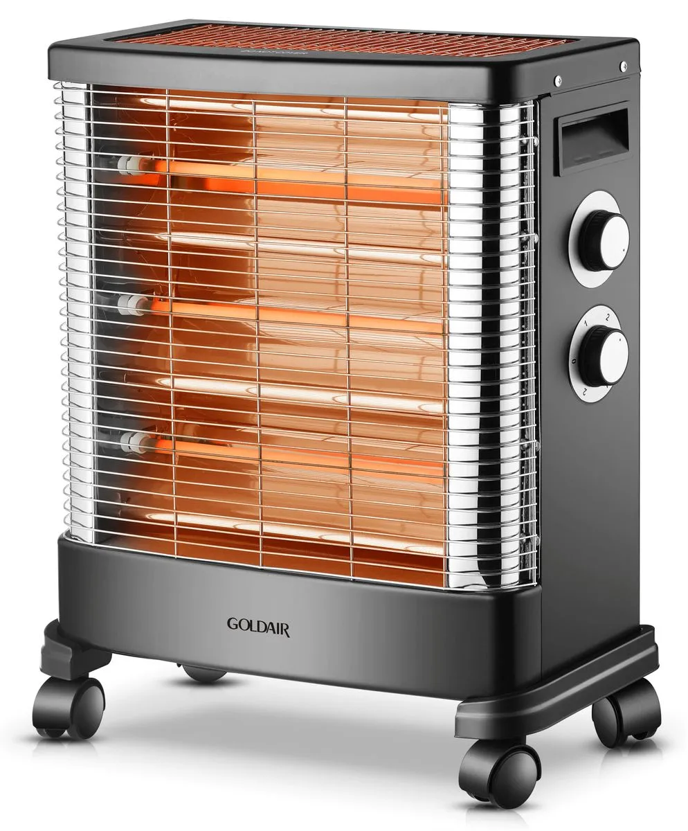 Goldair - 4 Bar 2400 Watt Quartz Heater with Wheels - Black GQH-1980