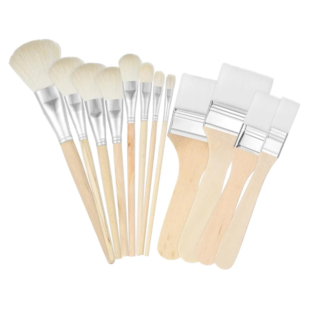 Mop Brush for Acrylic Painting, Assorted Size Paint Brush Set 12PCS