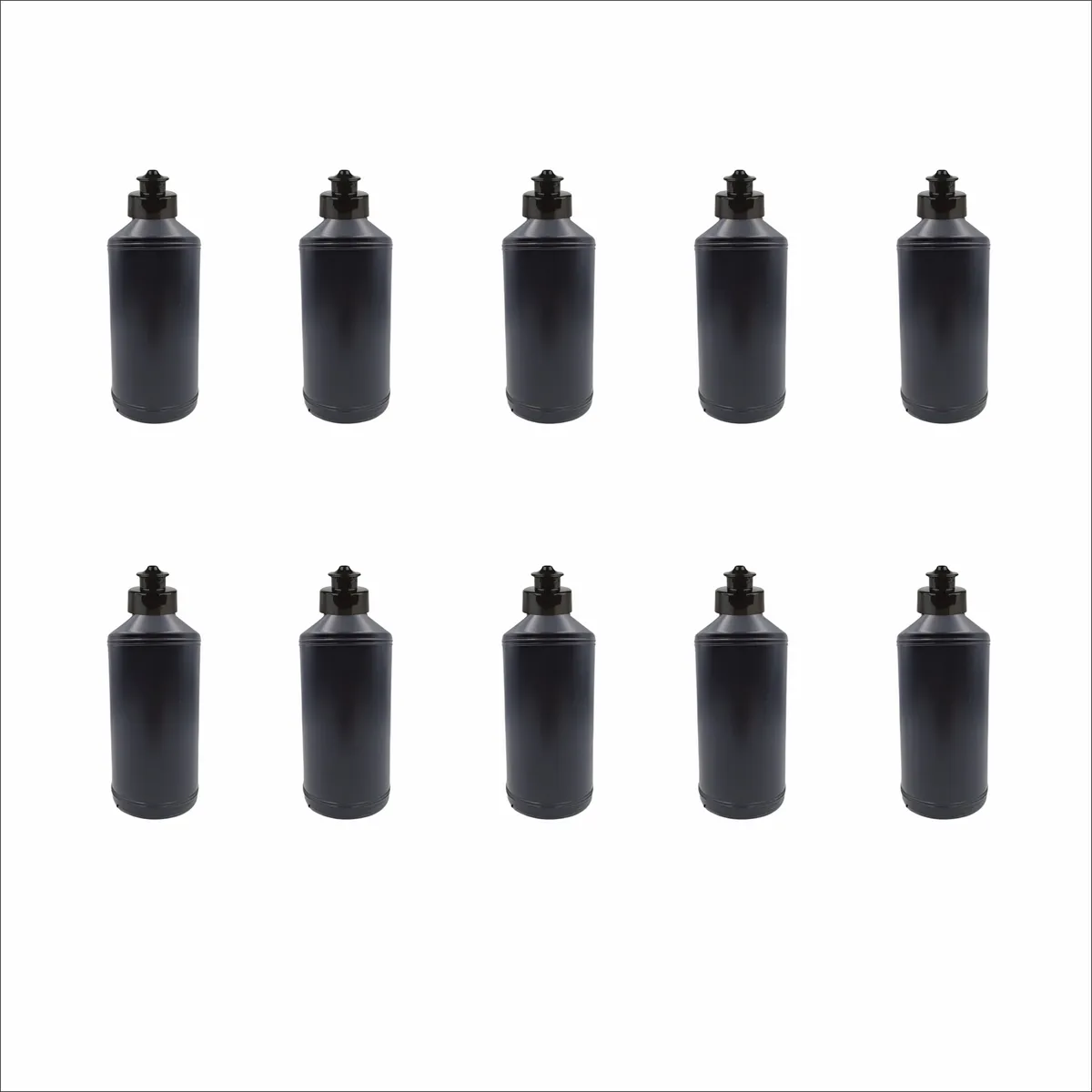 10 x 500ml Black HDPE Bottles with Push-Pull Tops - Leak-Proof & Reusable