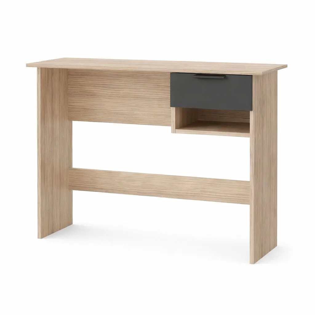 Megafurn Kids/Junior Desk With 1 Drawer & 1 Shelf - Natural Oak + Grey