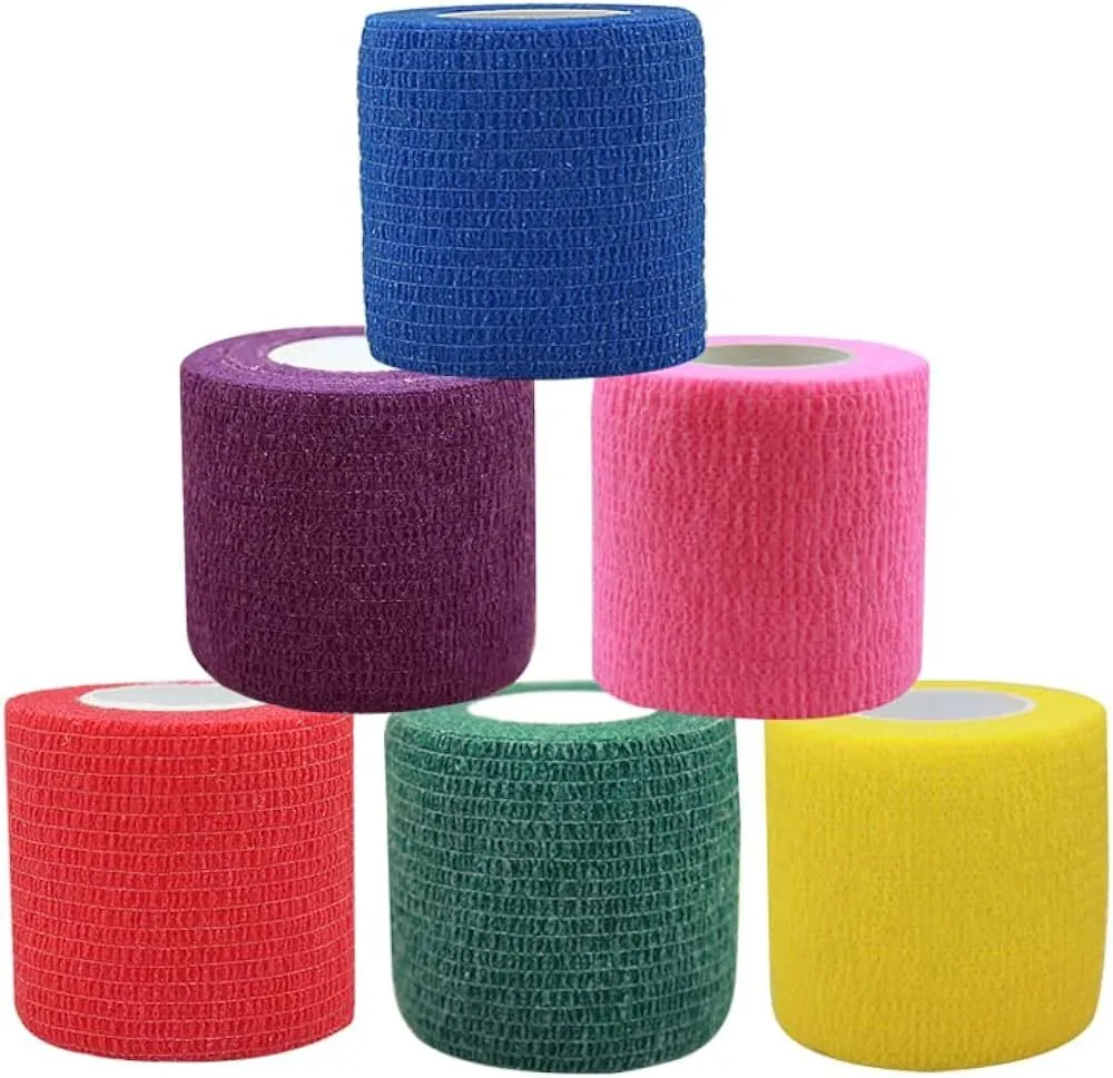 Mixed Colours Pack of 5cm Self Adhering Cohesive Bandages Elastic Tape Roll