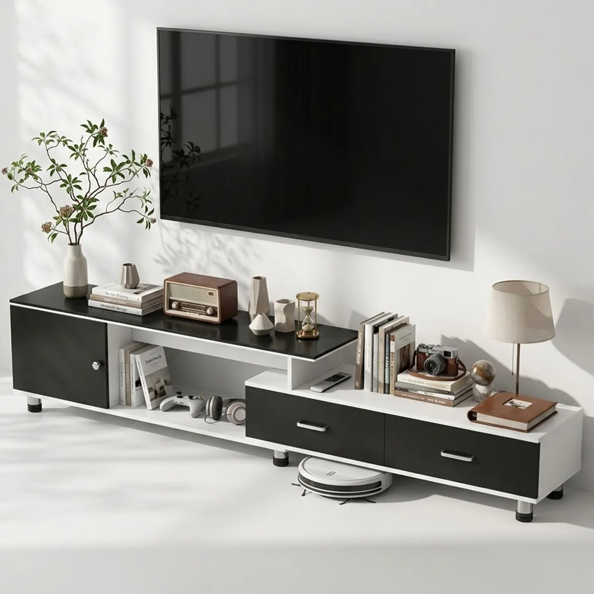 TV Stand Cabinet Media Console Length Adjustable