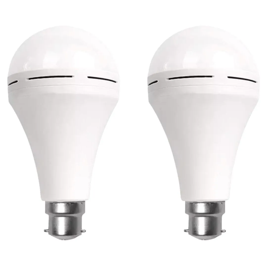 Super Bright Smart 9W Auto Rechargeable Bulbs with Battery - Pack of 2
