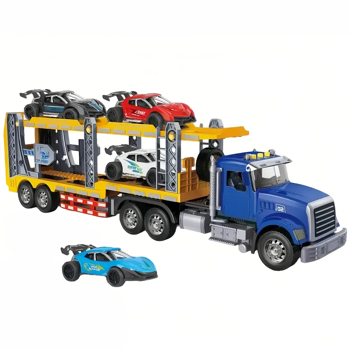Construction Truck Kids Boy Toys Car Carrier Tractor Play Vehicle Set Gift - Blue