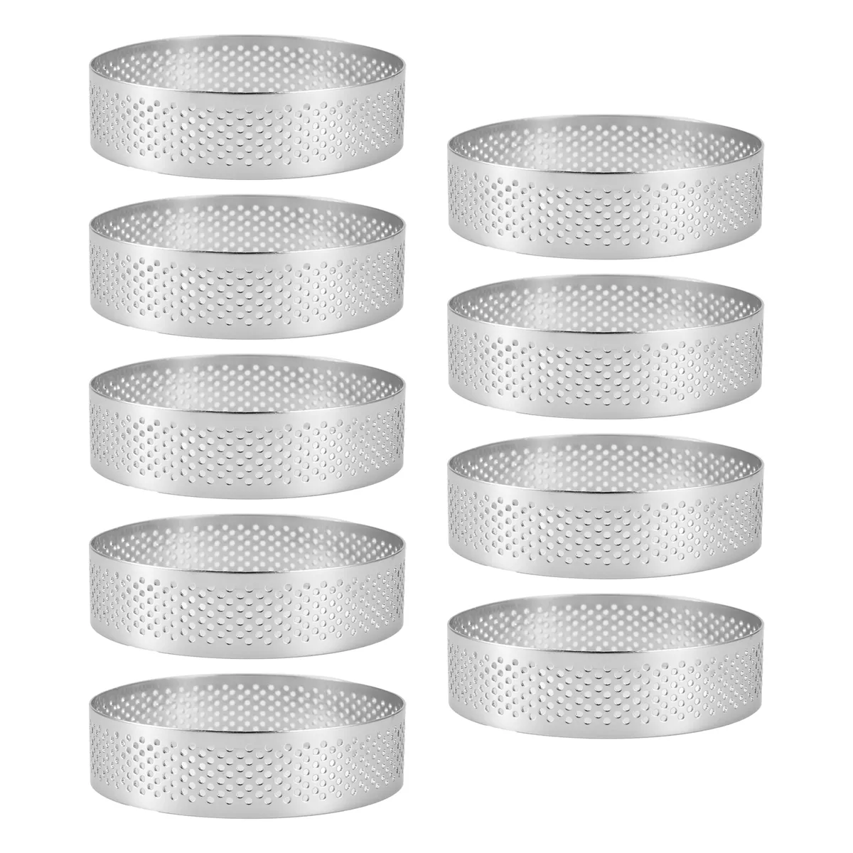 9 Pack Round Tart Ring Mousse Rings Metal Round Ring Mold