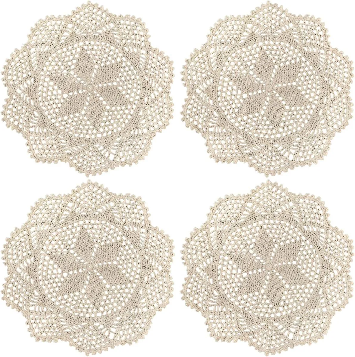 12 in Lace Table Doilies 4 Pieces Fine Crochet Design