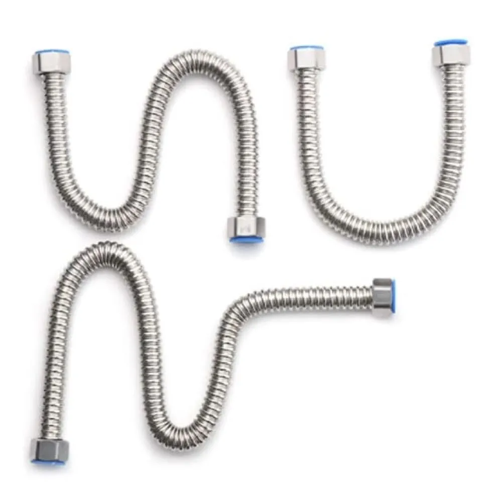 Tool DIY Water Heater Connector Stainless Steel Corrugated Supply Hose 3 Piece