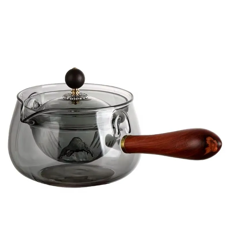 Rotating Teapot, High Borosilicate Glass, Heat Resistance, Stovetop Kettles - Black