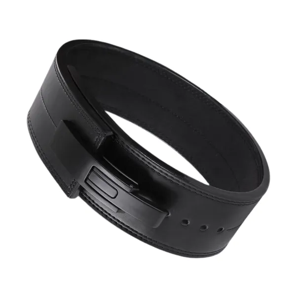 Black Lever Belt Weightlifting Powerlifting 13mm Cowhide - Heavy Duty