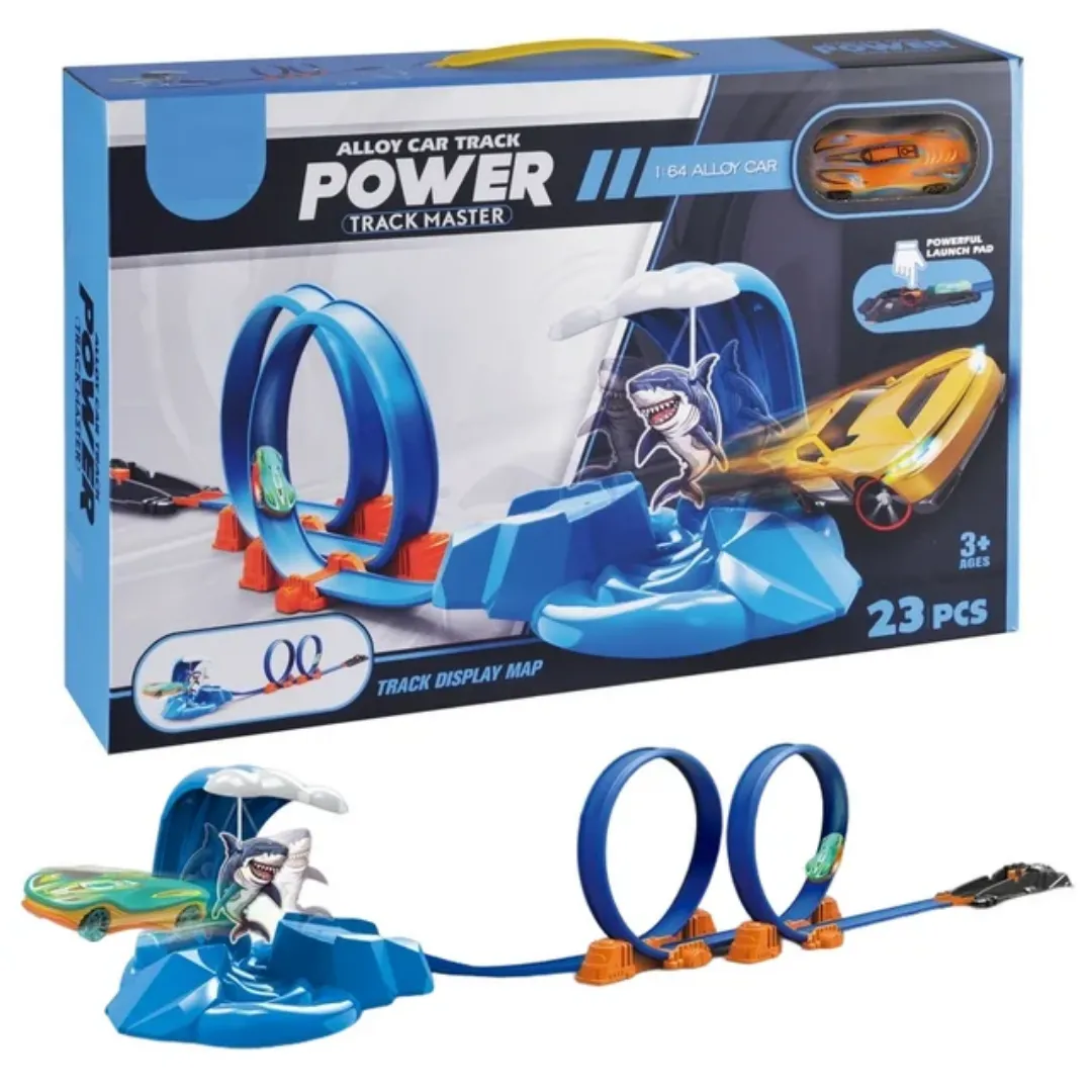 Alloy Car Track Power Track Master Shark Attack Playset
