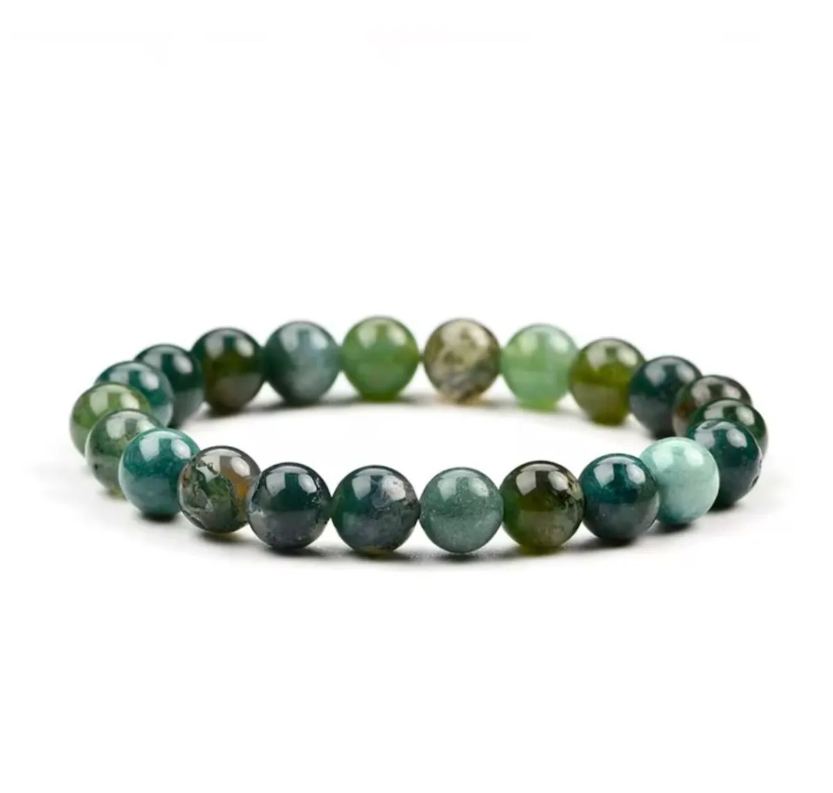 Holly Crystals Green Moss Agate Crystal Bracelet 8mm