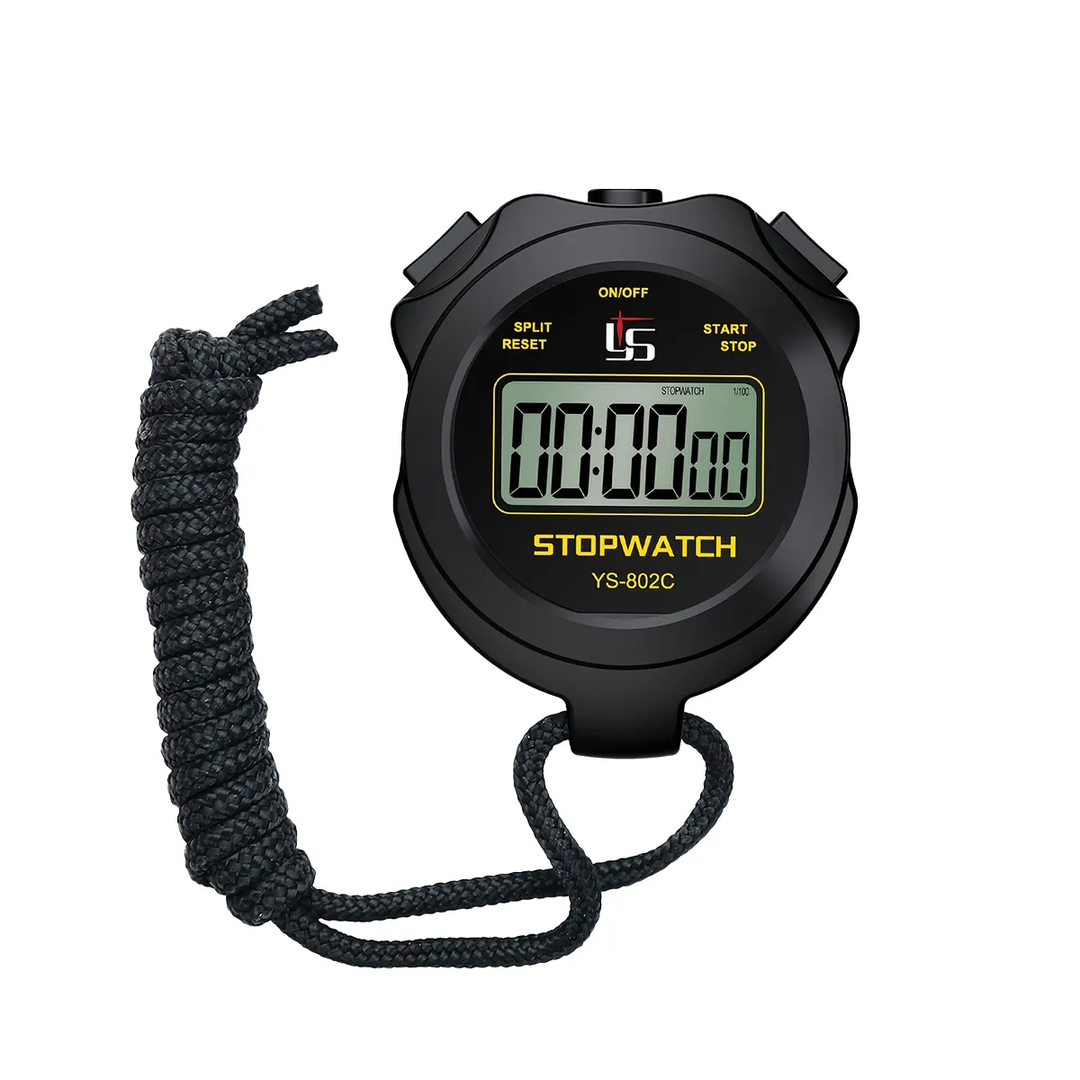Sports Stopwatch Competition Timer Silent Operation Waterproof - Black