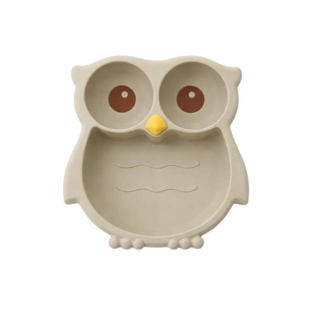 Silicone Owl Designed Feeding Plate - Army Green
