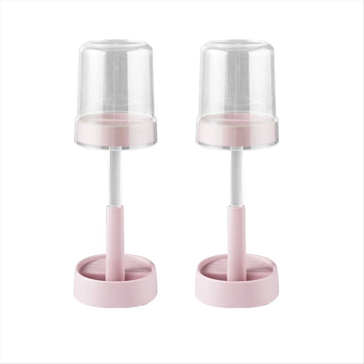 Toothbrush Holder With Cup Cover For Electric Toothbrushes Pink