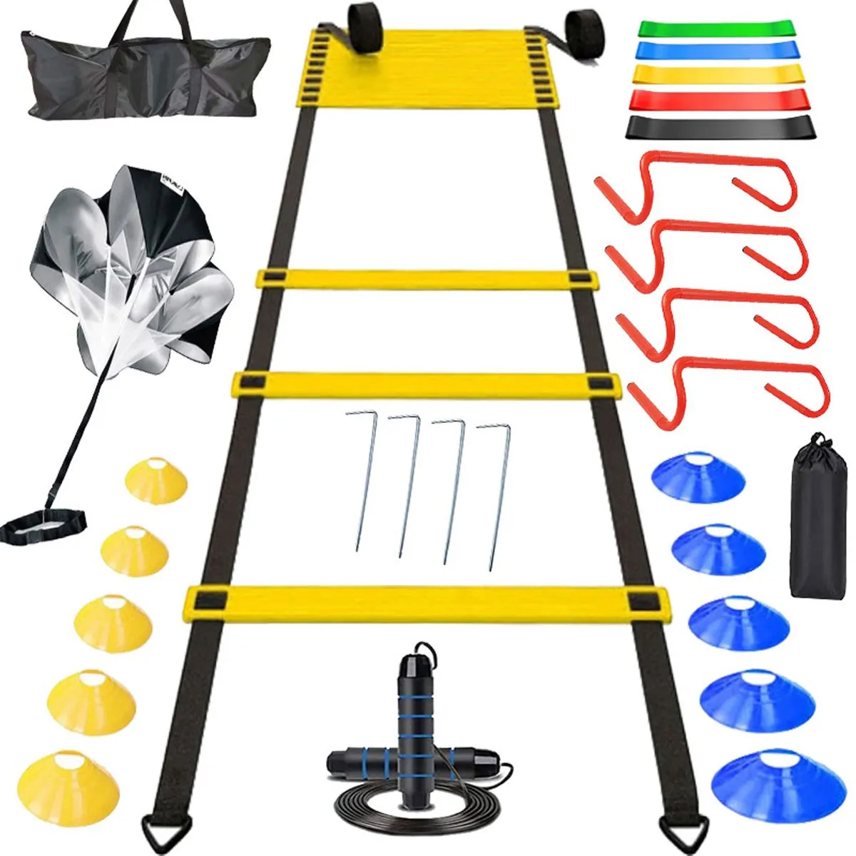 Agility Ladder Speed Training Equipment Set with 20ft Football Ladder