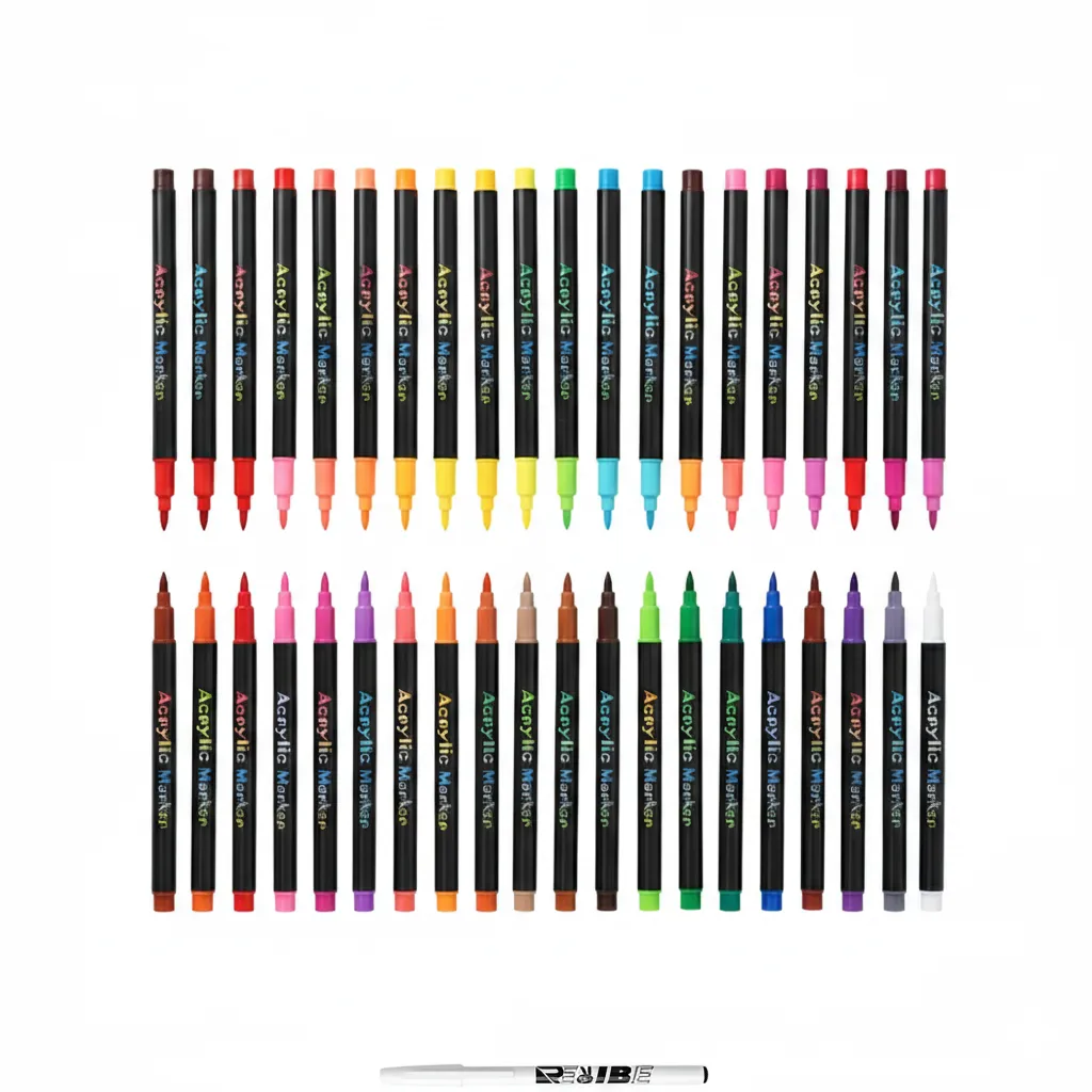 24 Markers (48 Colors) Dual-Tip Acrylic Markers - Art Set With ReVibe Pen