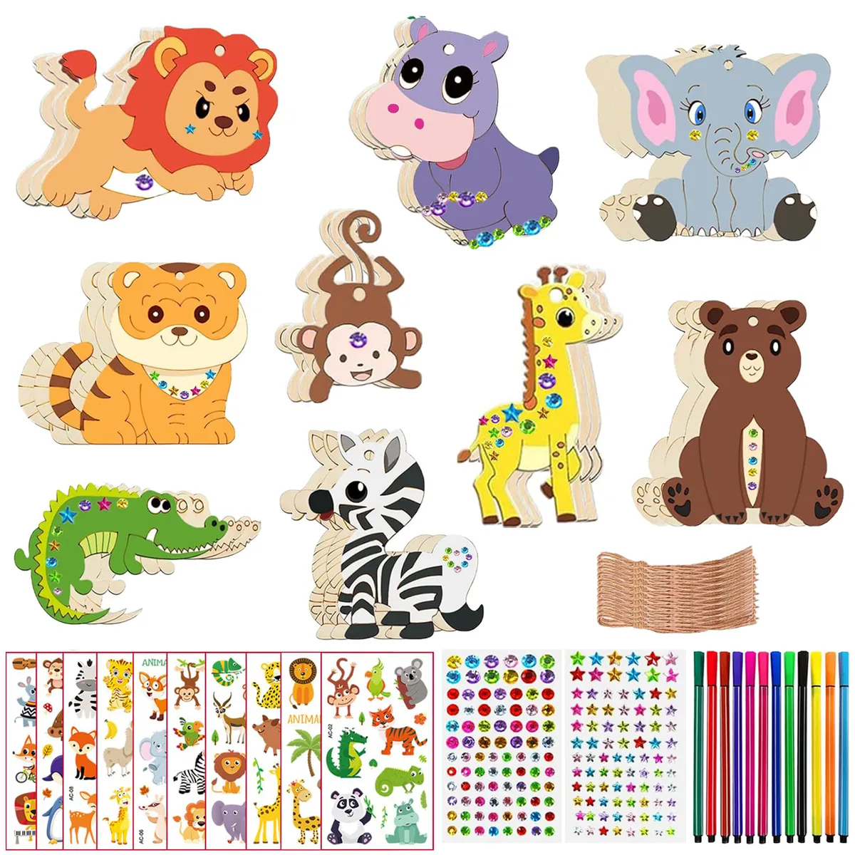 Wooden Craft Set Kids Wooden Painting Craft Kit DIY Arts & Crafts - Animal