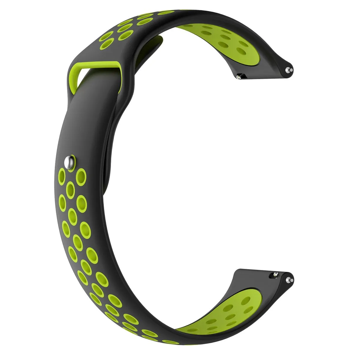 Silicone Watch Strap For Samsung Smartwatches - Dual Color Sport Pin 20mm - Black/Green