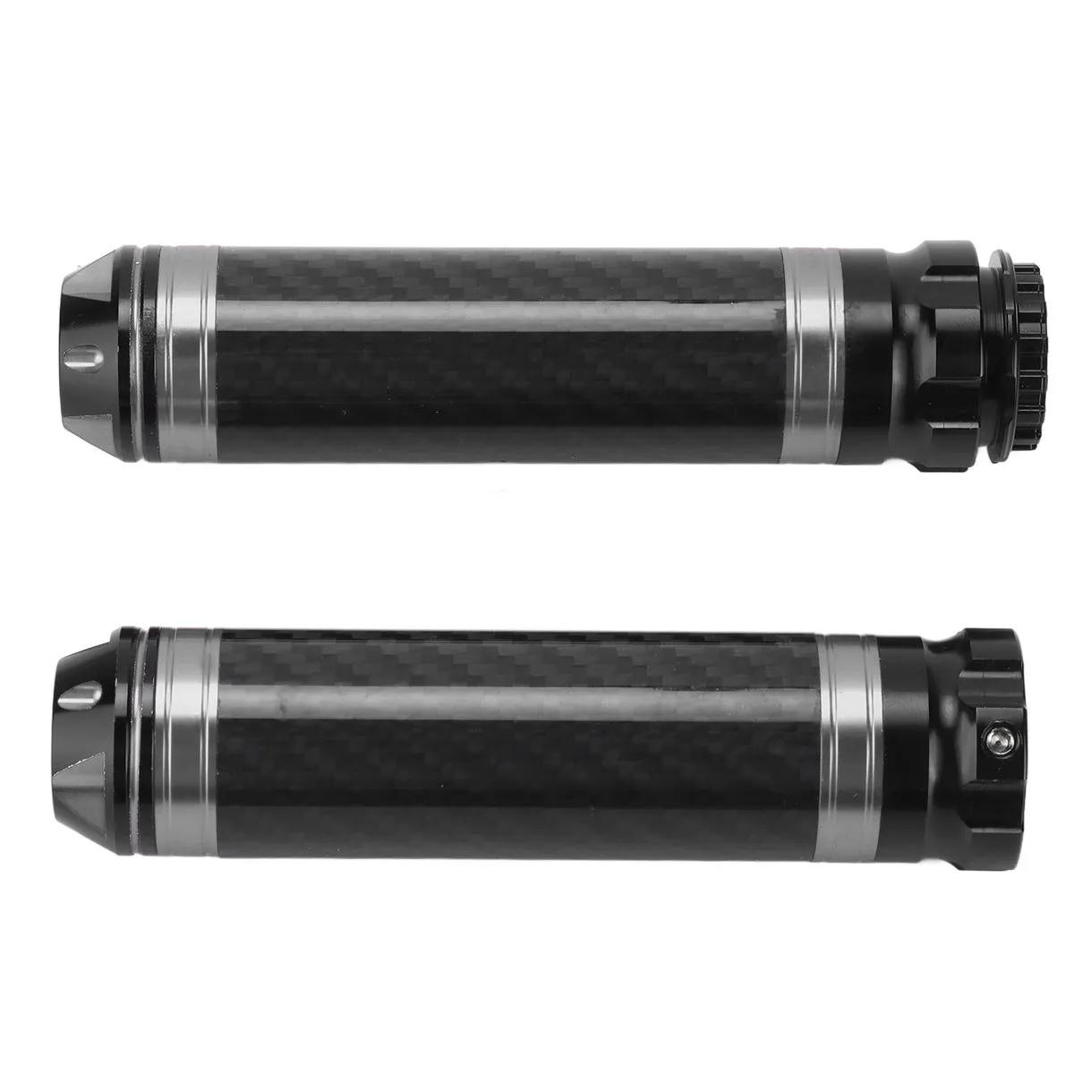 2PCS Motorcycle Handle Bar Grip Cover Carbon Fiber 7/8in Silver