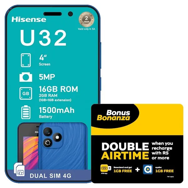 Hisense U32 Dual Sim - Blue + MTN SIM KIT & LTE Device Promotion