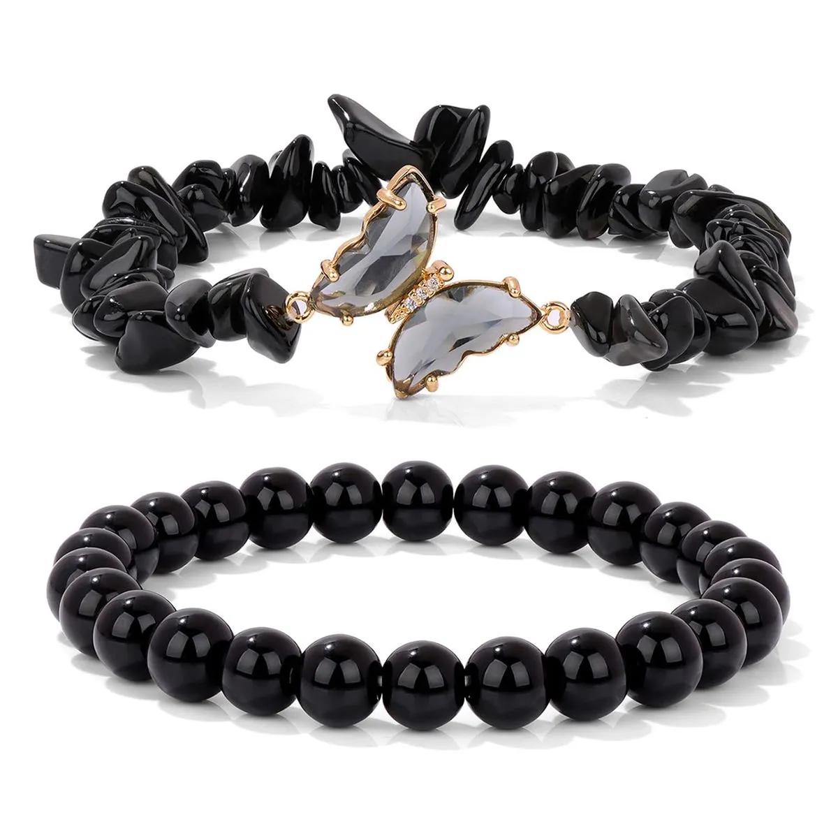 Gift Amethyst Bracelet for Women Anxiety Gift - Black