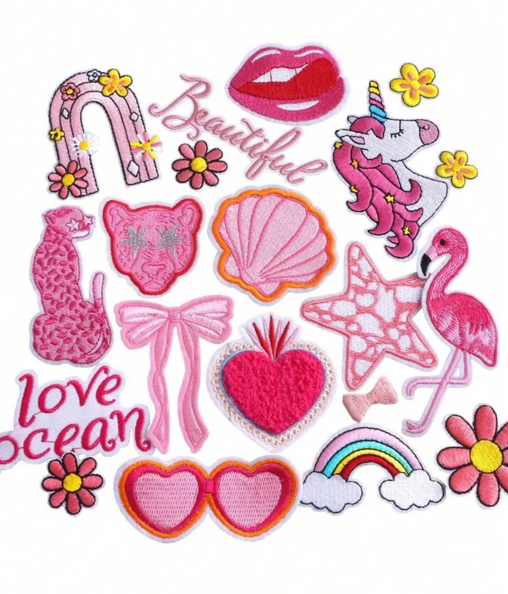 20 Pieces All Pinks Iron on Patches