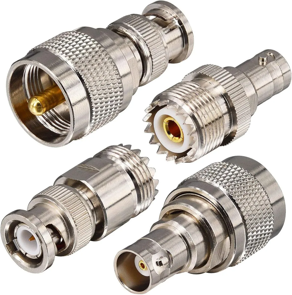 4 Type BNC to UHF RF Connector Kit PL259 SO239 RF BNC UHF Radios Adapter Kit