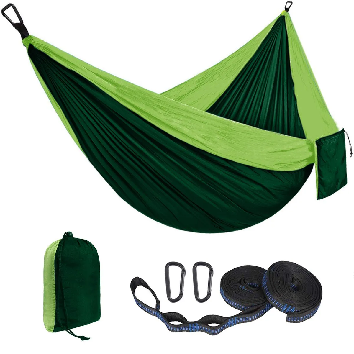 Portable Lightweight Camping Nylon Hammock Hanging Chair-270x140cm - Avocado Green+Dark Green