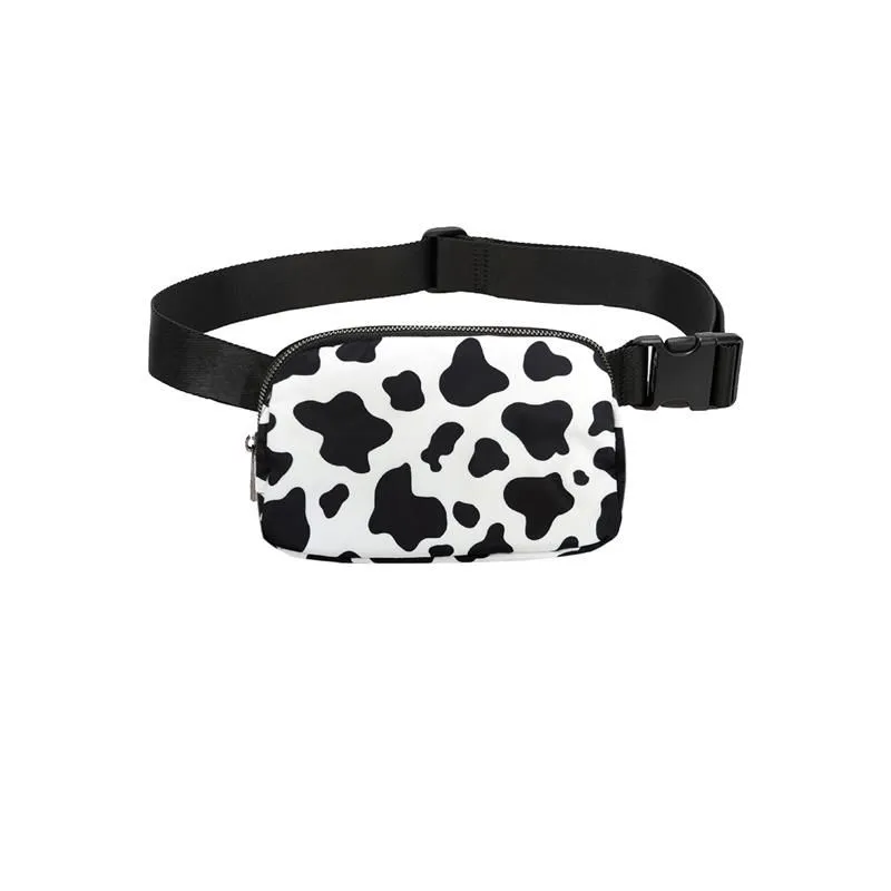 Outdoor Running Fashion Waterproof Sports Waist Bag - Black and white
