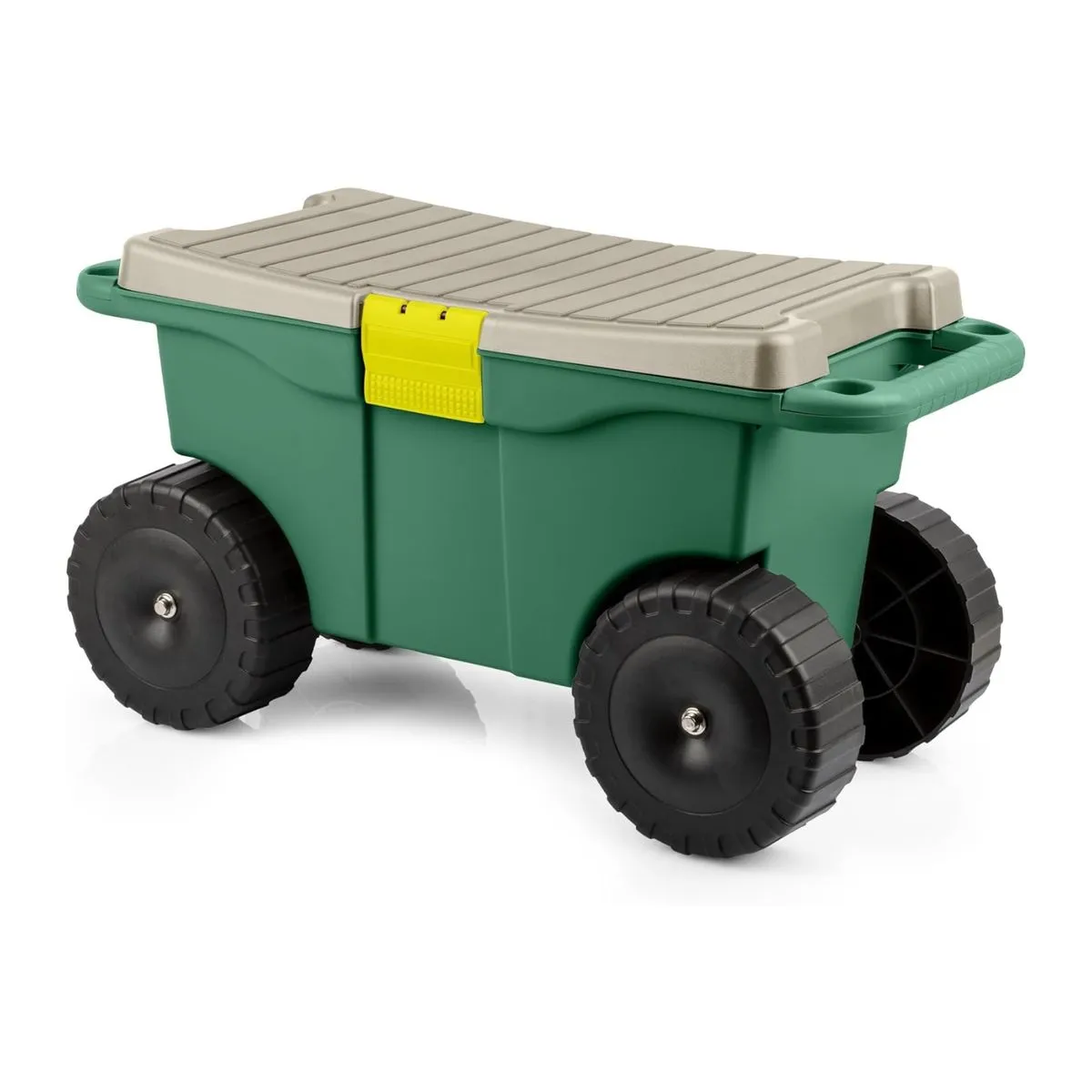 Rolling Garden Cart with Seat - Plastic Storage with Bench and Interior