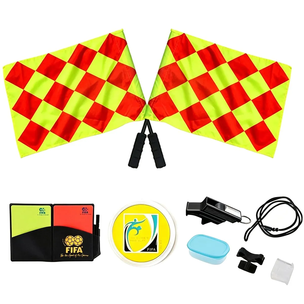 Professional Soccer Referee Kit Complete Set Cards Flags Whistle & Coin