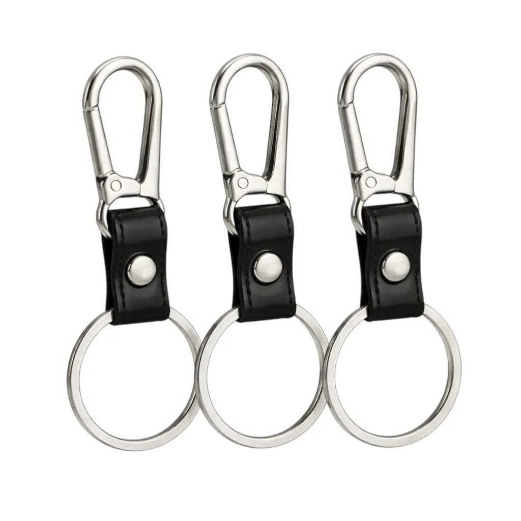 3 Pack - Keychain With PU Strap - Steel