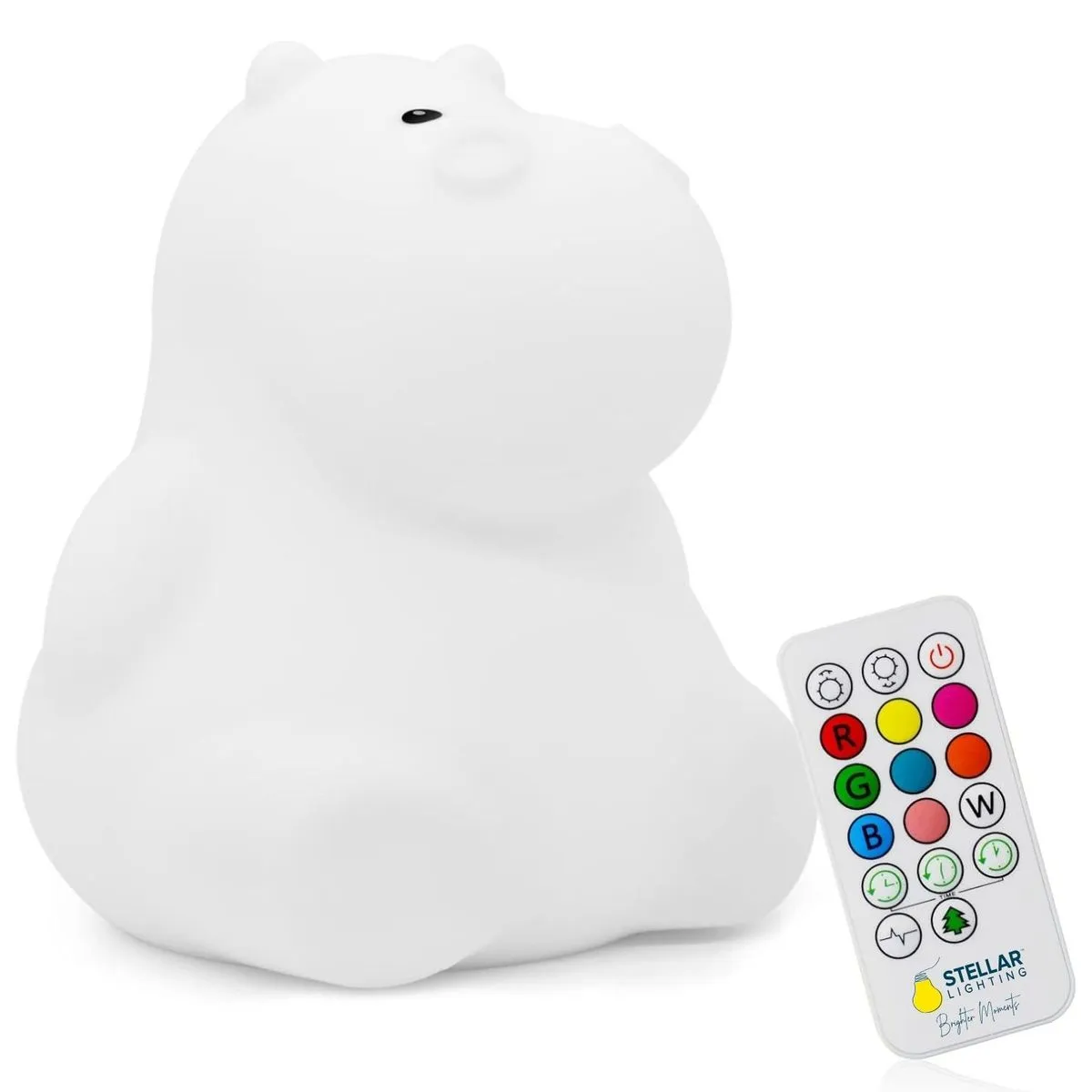 Stellar Lighting LED Kids Night Light Soft Silicone Baby RGB - Hippo
