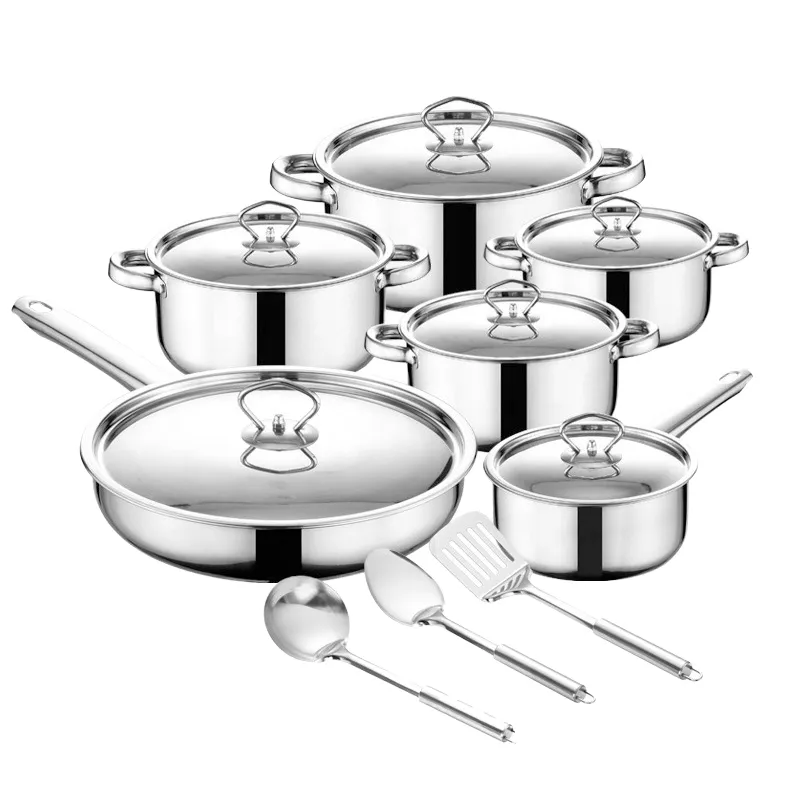 15pcs Stainless Steel Non-Stick Cookware Set Thickened Kitchenware