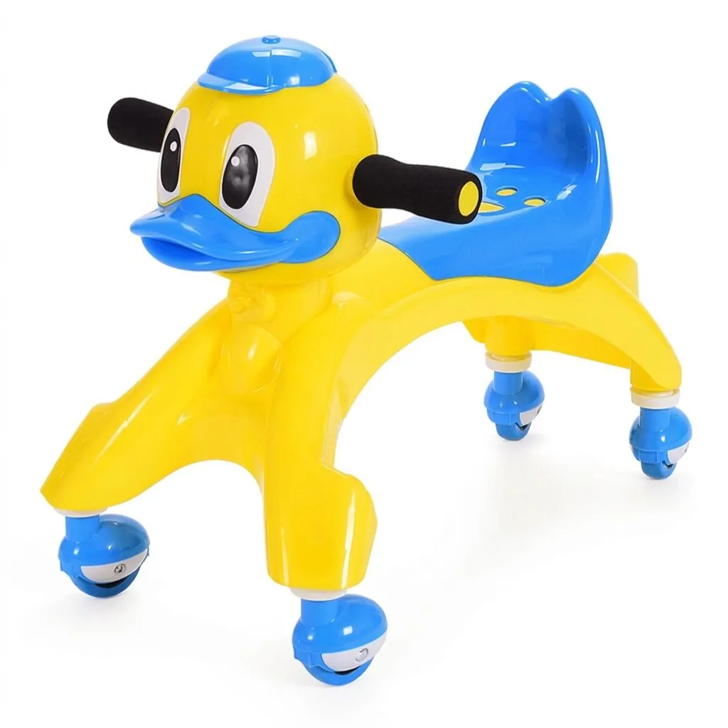 Kids Ride-On Toy Bike With Whimsical Character Design - Blue, Yellow