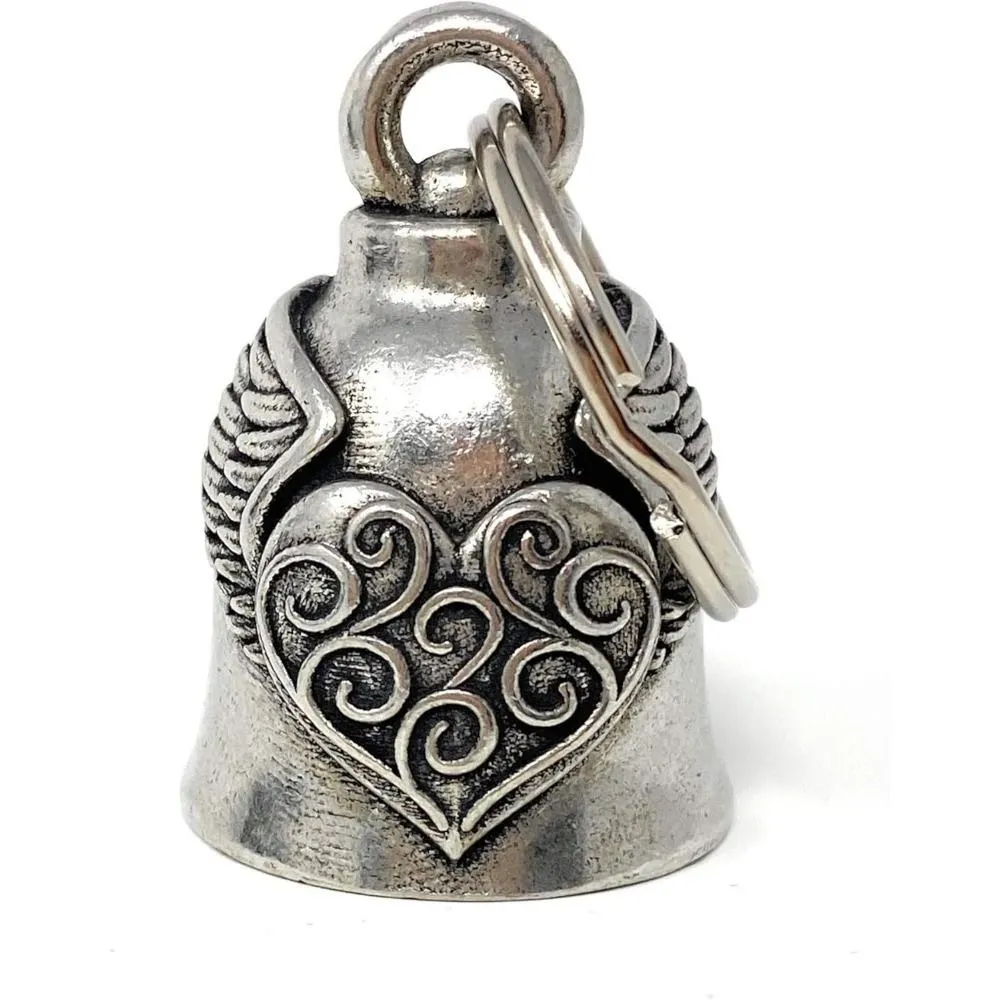Heart with Wings Motorcycle Biker Bell Accessory or Key Chain Guardian Bell