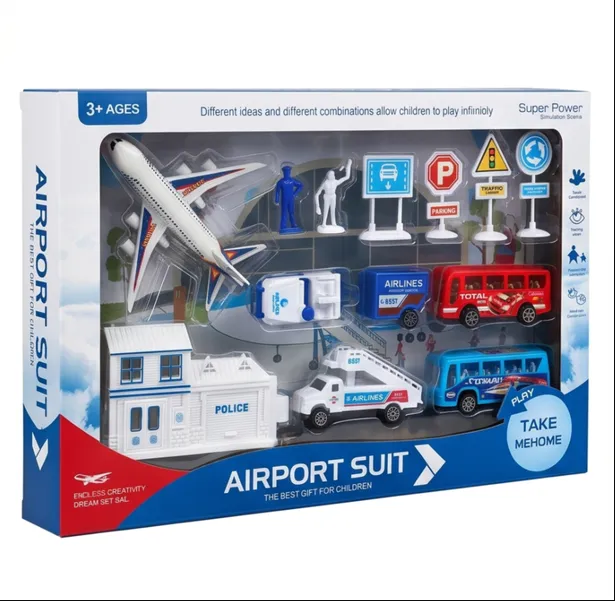 Airport Playset Toy Set with Airplane & Vehicles, 1 Set