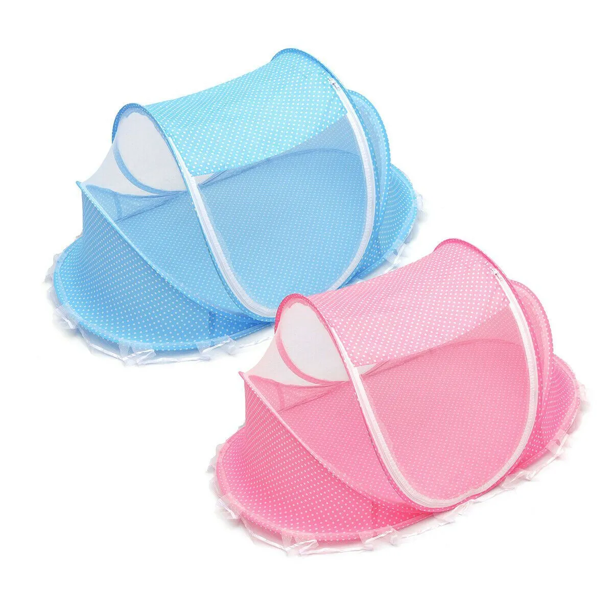 Twin Folding Baby Mosquito Net & Sleeping Tent - Pink & Blue