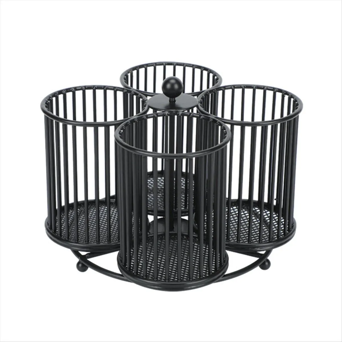 Black Pencil Holder Organizer Metal 360 Rotating Pencil Storage