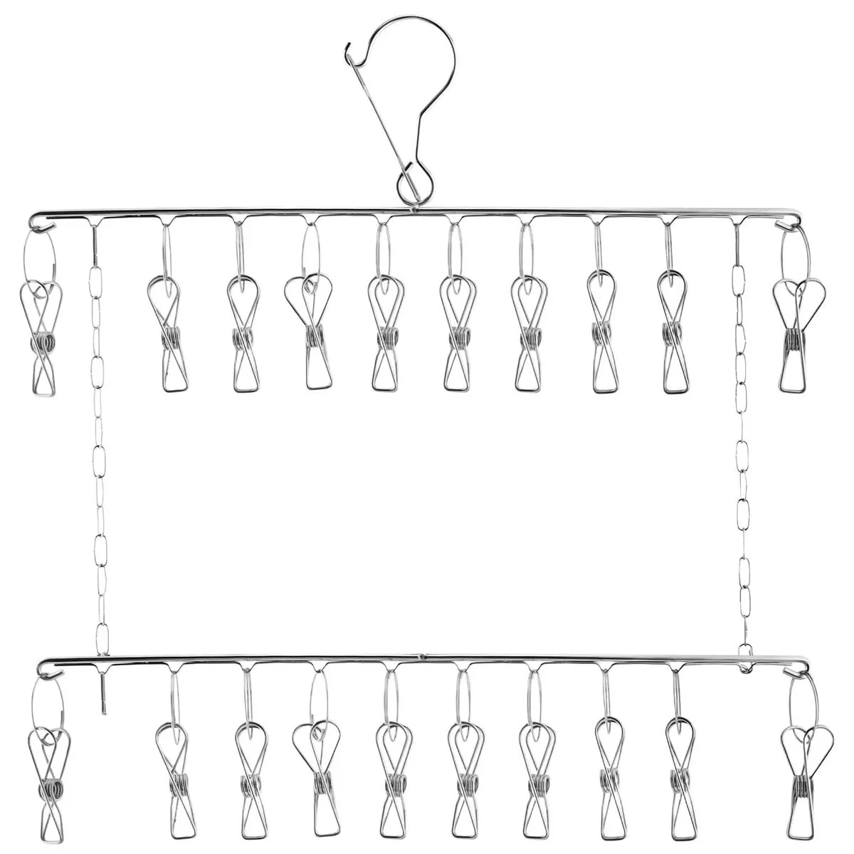 Metal Clothes Hanger with 30 Clips Space Saving Closet Organizer - 2-tire