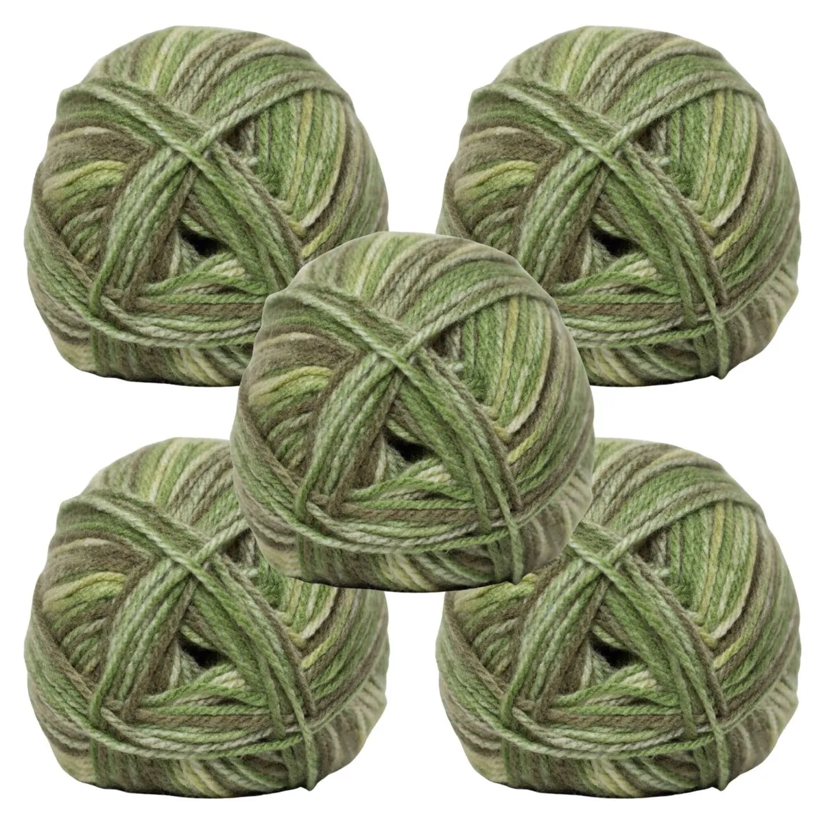 Elle Charity DK Print 100 % Acrylic Yarn (5 x 100g) - 223 Sedge Green
