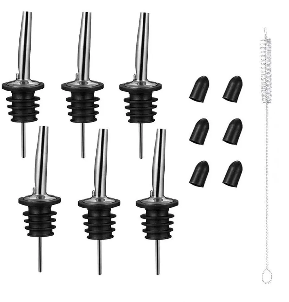 6Pieces Liquor Bottle Pourers, Stainless Steel Olive Oil Spouts