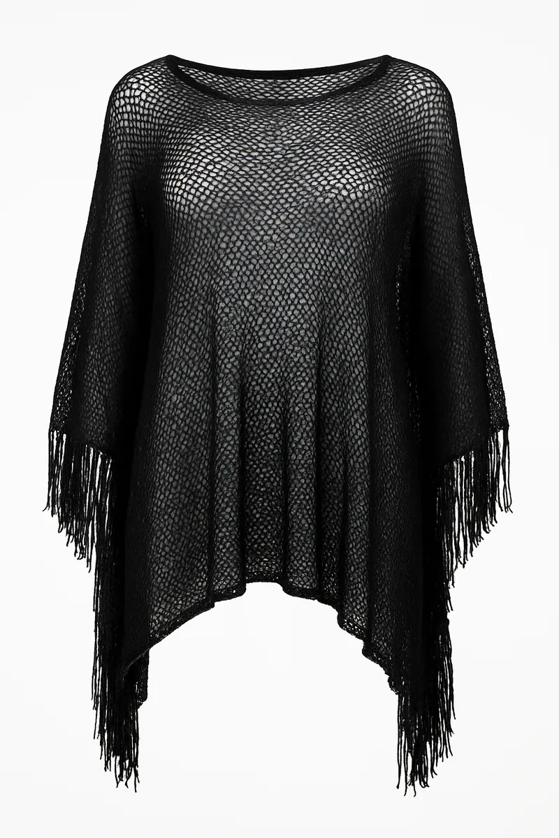 Women's Beach Poncho cover up - Black
