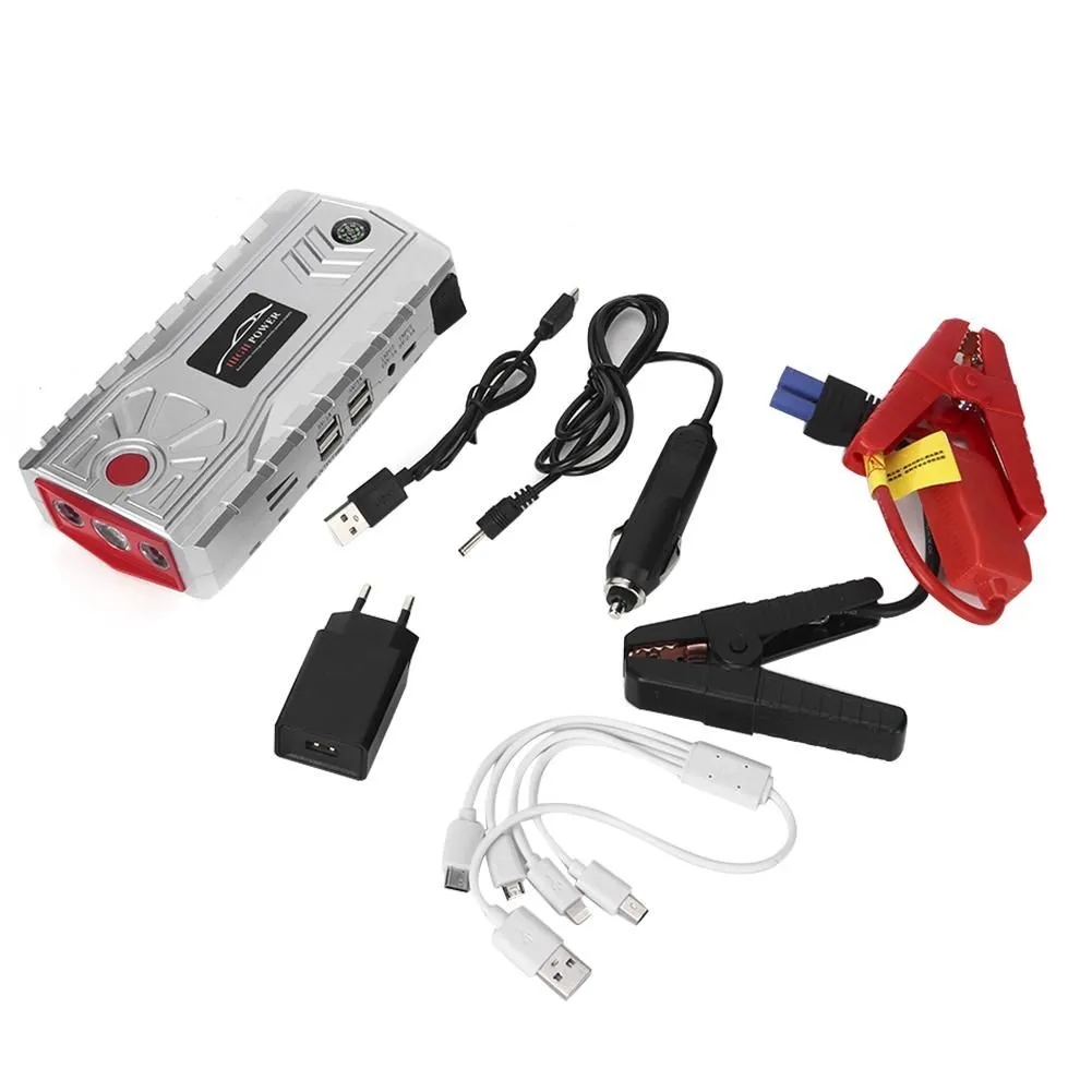 Car Emergency Starter Power Booster 12V 19000mAh 4USB Silver
