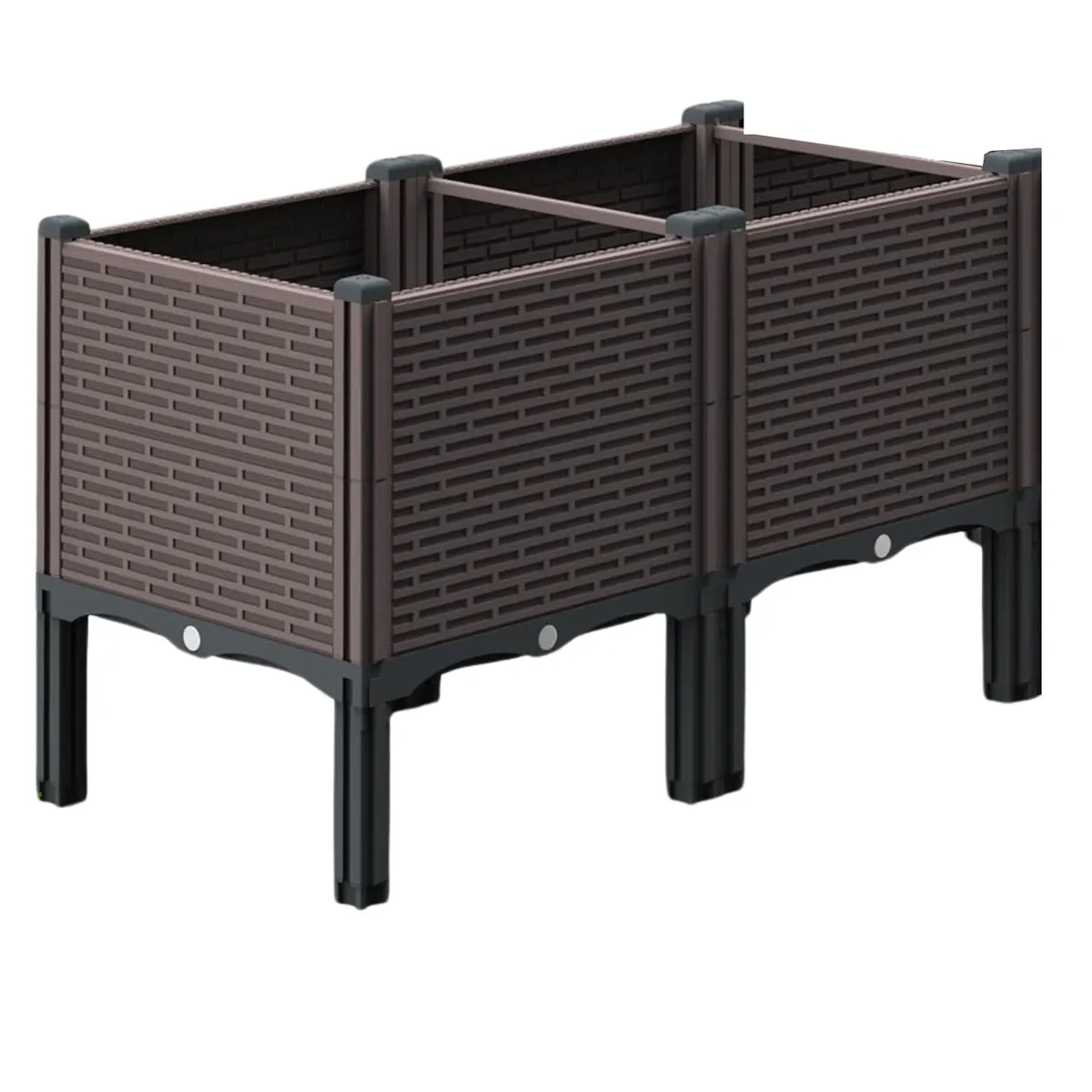 2 Pack Raised Garden Bed With Drain Outlet, Bed Vegetable Herb Planter Box
