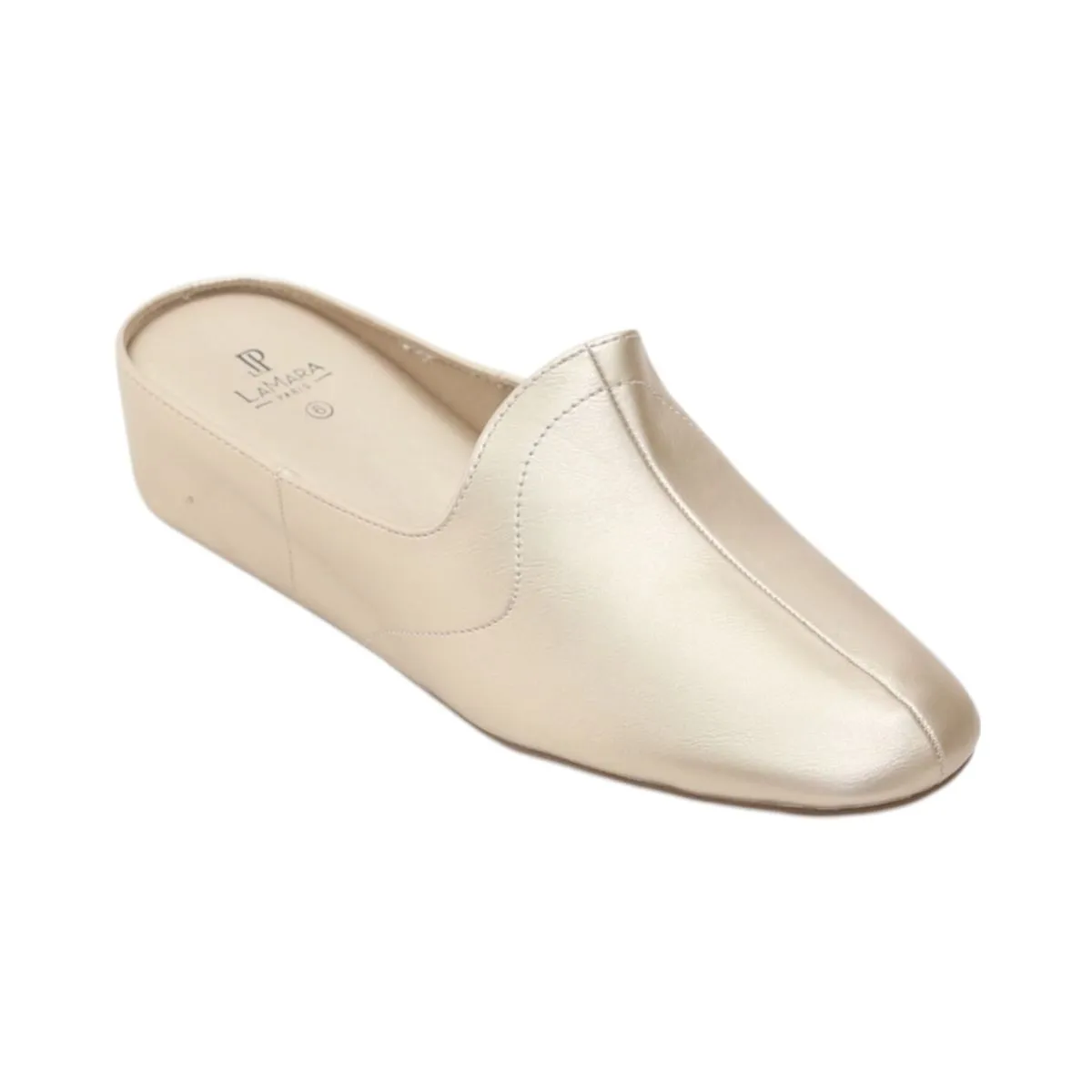 Lamara Paris Stassi 4.5cm Slip-On Mule With Low Wedge Heel Gold
