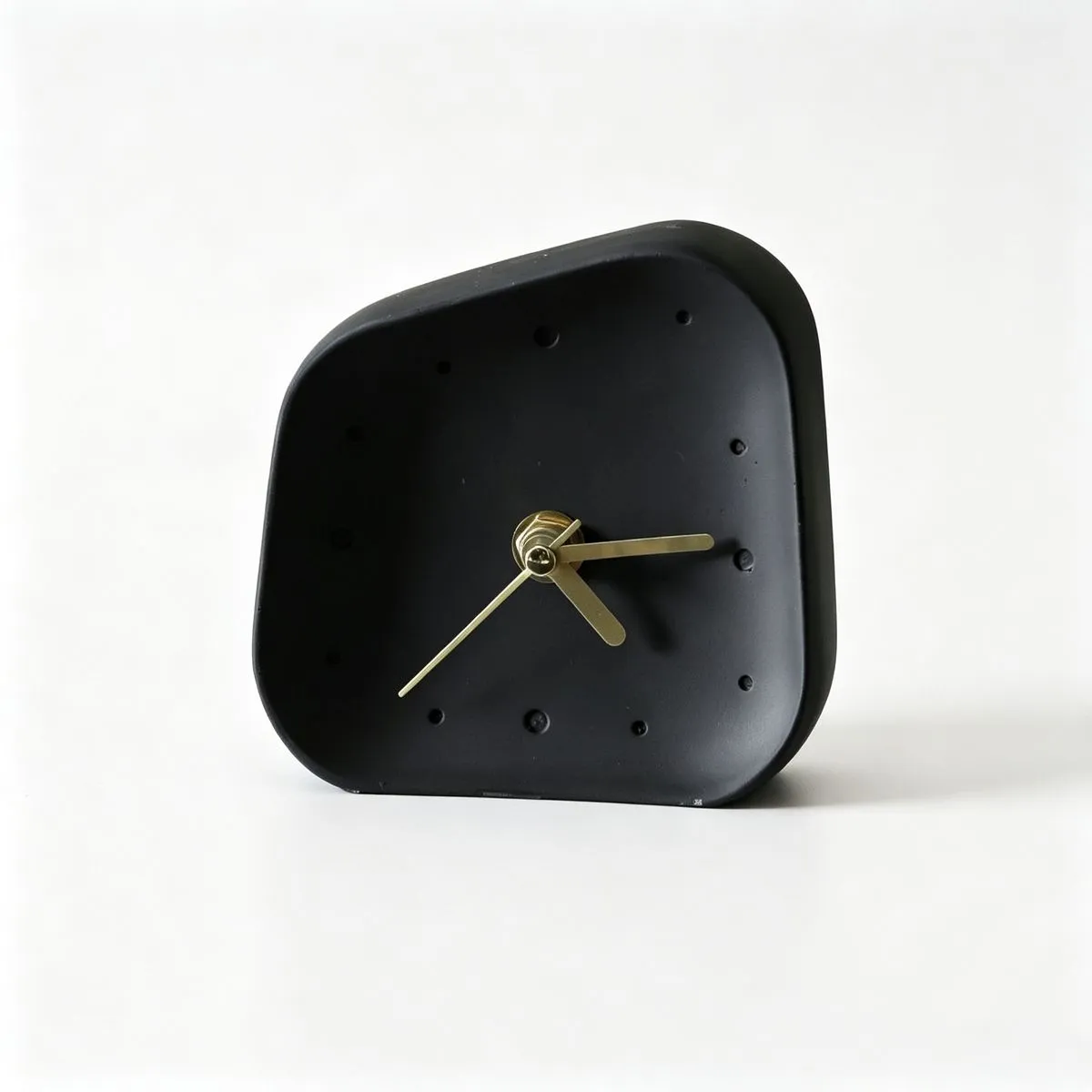 Irregular Cement Silent Analog Desk Clock Nordic Decor - black
